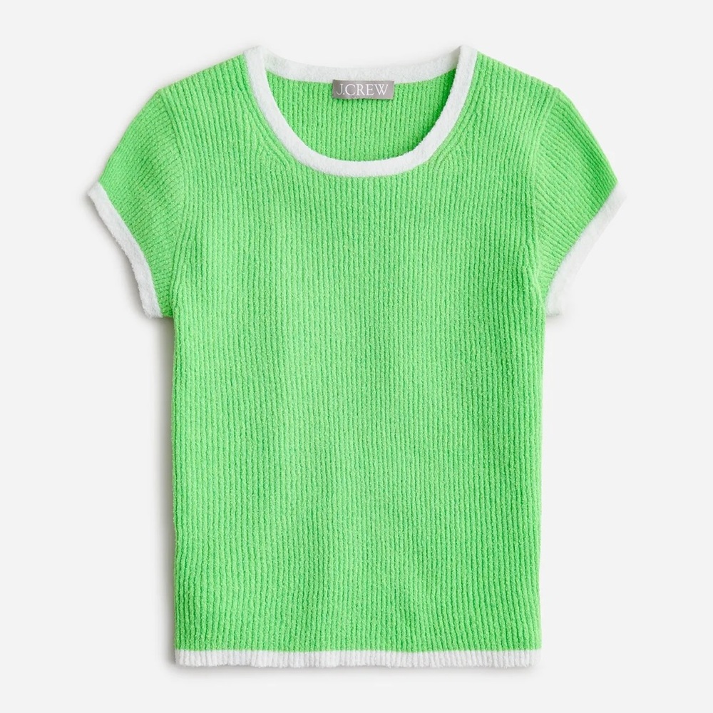 J. Crew CAP-SLEEVE SWEATER T-SHIRT SUMMER LIME IVORY